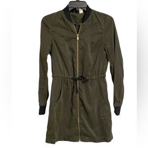 H&M Waist Tie Lightweight Bomber Jacket Women's Size 4 Army Green Military Chic